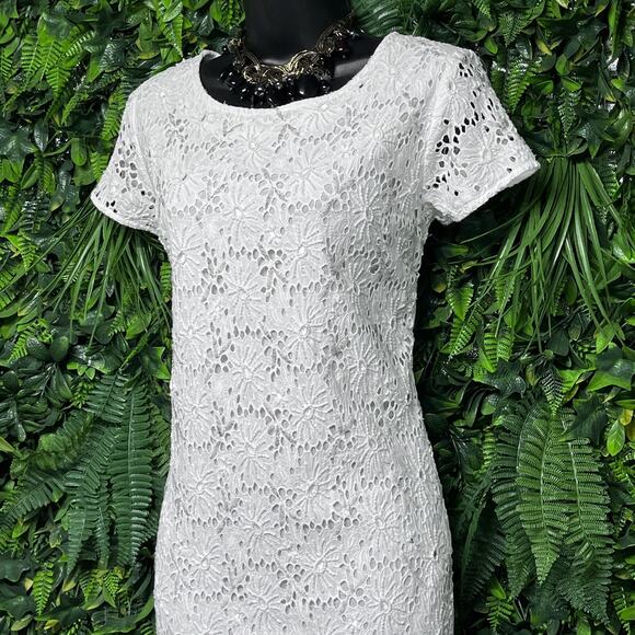 ZUCCARO Dress Women Small White A Line Beaded Embroidered‎ Eyelet Coastal 2639 - Picture 5 of 8